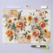 Papier Mousseline Vibrant Italian-Inspired Floral Collage (Artisanat)