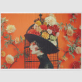 Papier Mousseline Vibrant orange jaune Casquette de cage à oiseaux (Recto)