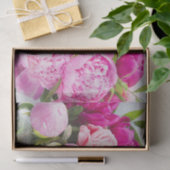 Papier Mousseline Vibrant Peonies rose Huile Effet Peint (Cadeau)