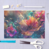 Papier Mousseline Vibrant rose orange Turquoise Floral Découpage (Artisanat)