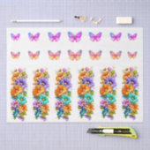 Papier Mousseline Vibrant Spring Flowers & Butterflies Decoupage (Artisanat)