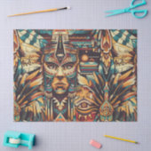 Papier Mousseline Vibrant Turquoise "Méso-Américain Motif" papier pa (Artisanat)