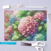 Papier Mousseline Vibrant vert et rose Hydrangea Découpage (Artisanat)