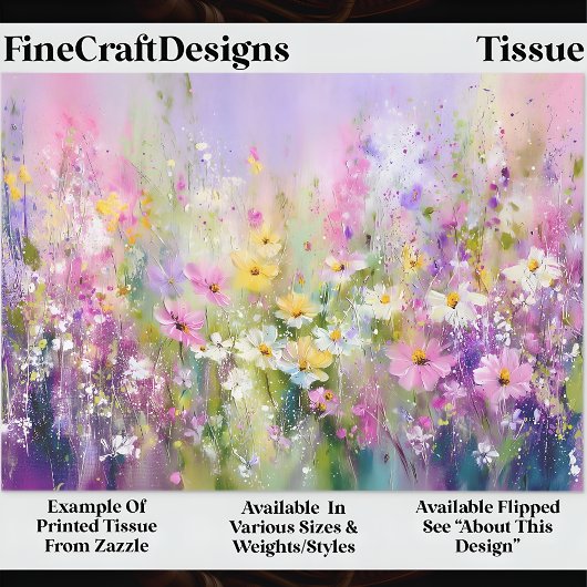 Papier Mousseline Vibrant Wildflower Spring Meadow DZ6R Decoupage