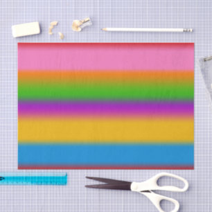 Papier Mousseline Vibrantes rayures dégradées arc-en-ciel multicolor