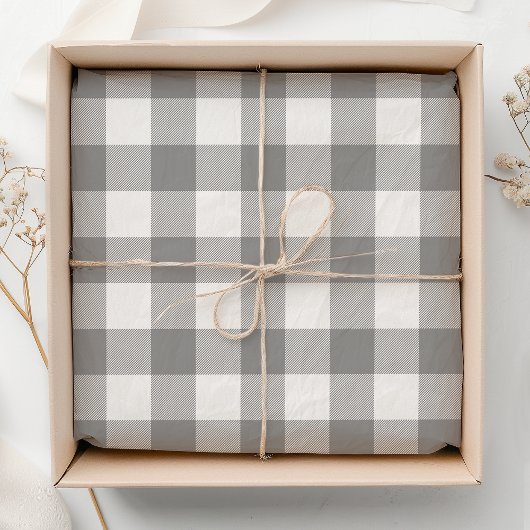Papier Mousseline Vichy Buffalo à carreaux gris Rustique Farmhouse