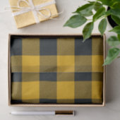 Papier Mousseline Vichy jaune et noir rustique à carreaux (Cadeau)