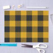 Papier Mousseline Vichy jaune et noir rustique à carreaux (Artisanat)
