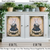 Papier Mousseline Victorian Dressed Rabbit With Book ER7R Decoupage