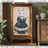 Papier Mousseline Victorian Dressed Rabbit With Book ER7R Decoupage
