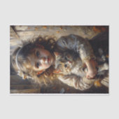 Papier Mousseline Victorian Freckled Girl with Kitten Decoupage (Recto)