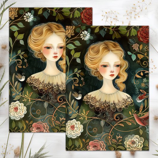 PAPIER MOUSSELINE VICTORIAN GARDEN FILLE DÉCOUPAGE TISSUE PAPIER