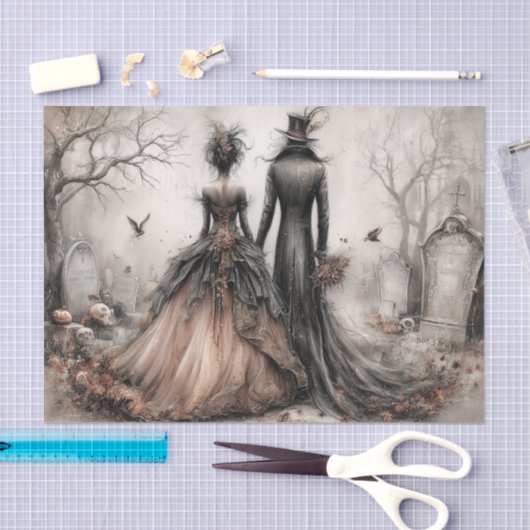 Papier Mousseline Victorian Gothic Couple Decoupage (Artisanat)