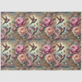 Papier Mousseline Victorian Hummingbird & Pastel Rose Decoupage  (Recto)