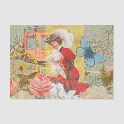 Papier Mousseline Victorian Lady Woman Fun Carriage (Recto)