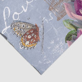 Papier Mousseline Victorian Love Thoughts Dreams Butterfly Bird Cage (Détail)