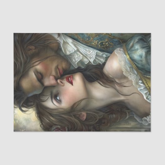 Papier Mousseline Victorian Lovers Intense Gaze Decoupage (Recto)
