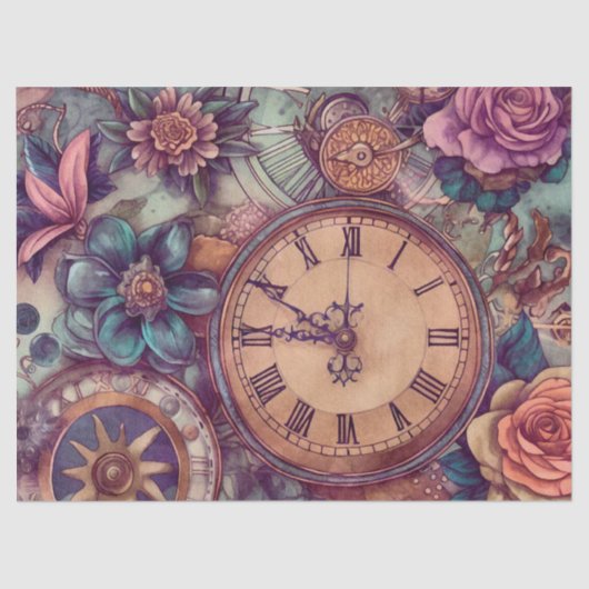 Papier Mousseline Victorian Pastel Steampunk Motif (Recto)