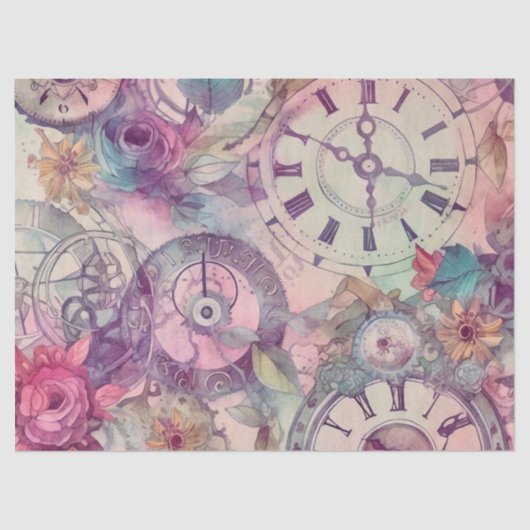 Papier Mousseline Victorian Pastel Steampunk Motif (Recto)