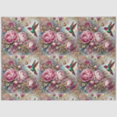 Papier Mousseline Victorian Romance Pink Rose Hummingbird Decoupage (Recto)