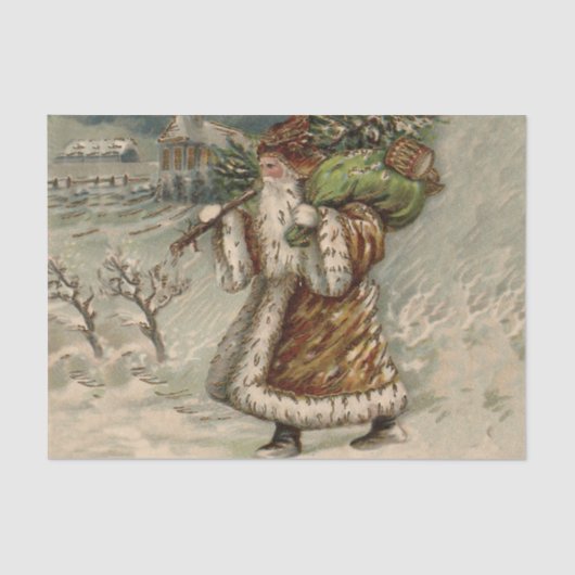 Papier Mousseline Victorian Santa Claus With Christmas Tree (Recto)