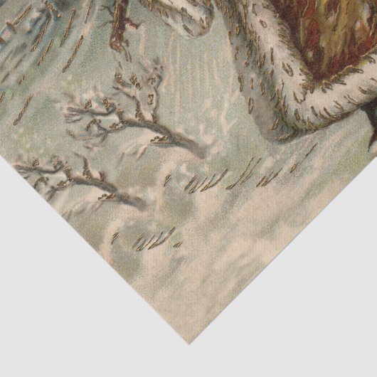 Papier Mousseline Victorian Santa Claus With Christmas Tree (Détail)