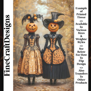Papier Mousseline Victorian Steampunk Citrouilles Dames AL4 Découpag