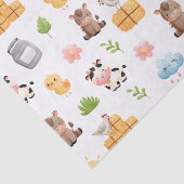 Papier Mousseline Vie agricole mignonne et ferme Bébé Animaux Motif (Détail)