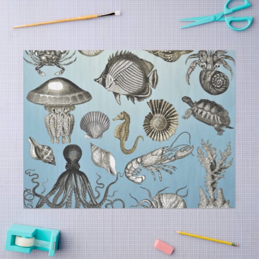 Papier Mousseline Vie maritime (Artisanat)