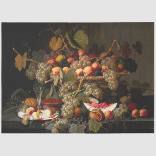 Papier Mousseline Vie morte avec des raisins (Recto)