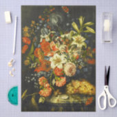 Papier Mousseline Vie morte avec fleurs et fruits (Artisanat)