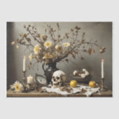 Papier Mousseline Vie morte gothique avec crâne - Découpage - (Recto)
