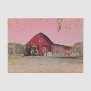 Papier Mousseline Vieille grange rouge rustique antique vintage