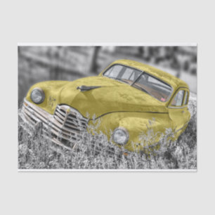 Papier Mousseline Vieille voiture jaune