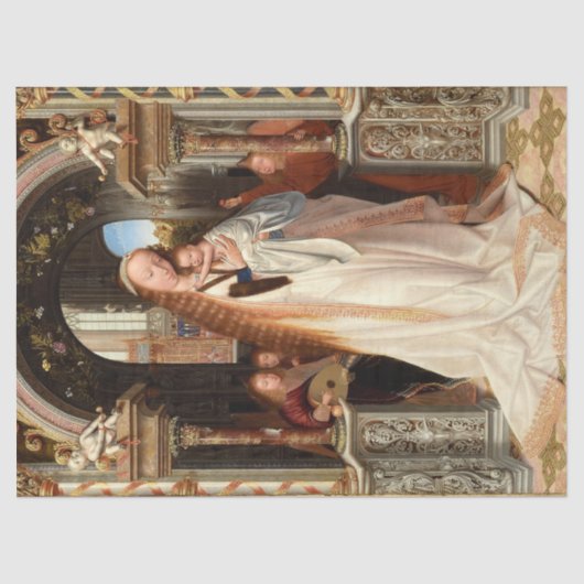 PAPIER MOUSSELINE VIERGE AVEC ENFANT, ANGES MUSICAUX NOËL (Recto)