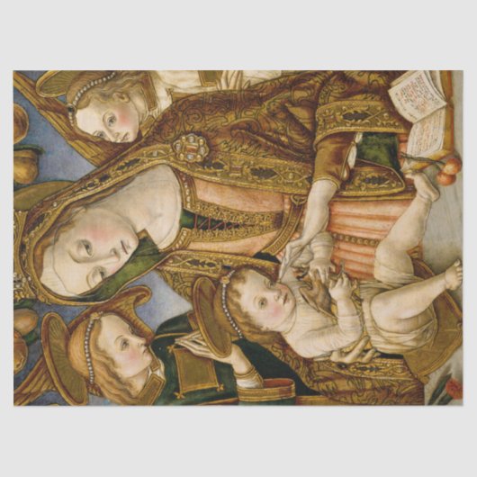 Papier Mousseline Vierge d'or avec Enfant Jésus et Anges (Recto)