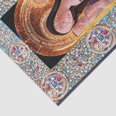 PAPIER MOUSSELINE VIERGE ET ENFANT, SAINTS, ANGELS AUX GÈMES PRÉCIEU (Détail)