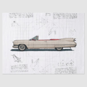 Papier Mousseline Vieux Cadillac Convertible Déplacement de voiture