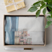 Papier Mousseline Vieux Camion bleu avec arbre festif (Cadeau)