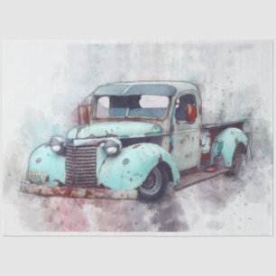 Papier Mousseline Vieux camion rouillé Vintage 20x30 Découpage