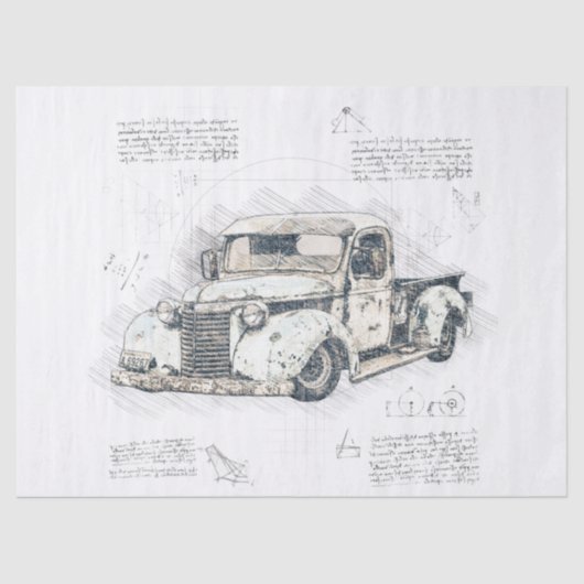 Papier Mousseline Vieux Chevrolet Retro Classic Truck Decoupage (Recto)