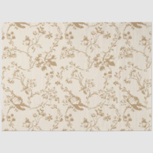 Papier Mousseline Vieux ivoire avec fleurs Brown