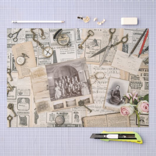 Papier Mousseline vieux journal (collection) Tissue Paper (Artisanat)