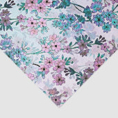 Papier Mousseline Vignes de Fleurs Turquoises et roses (Détail)