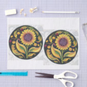 Papier Mousseline Vignette de tournesol d'automne, Médaillon de fleu (Artisanat)