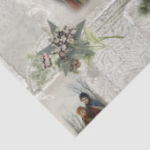 Papier Mousseline Vignettes de Noël victoriennes avec verdure d'hive (Détail)