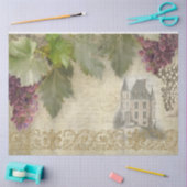 Papier Mousseline Vignoble Château Français Graphe Script Ephemera (Artisanat)