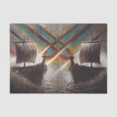 Papier Mousseline Viking Longships Duel Decoupage (Recto)