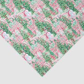 Papier Mousseline Village de neige rose et vert de Noël (Détail)