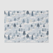 Papier Mousseline Village de Noël bleu moderne (Recto)